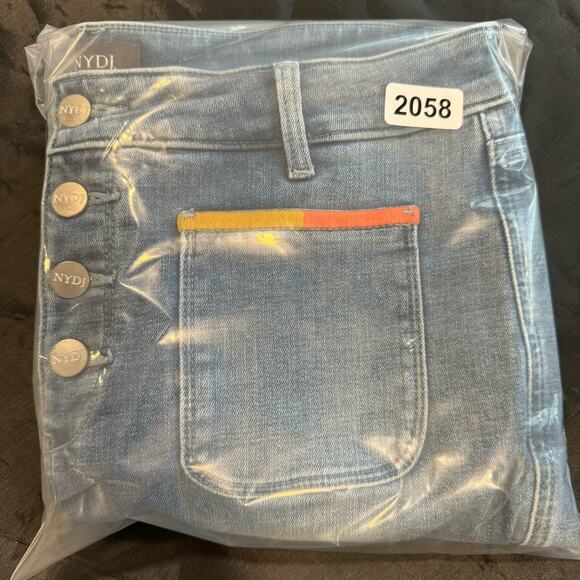 NYDJ Marilyn Straight Clean Horizon Raw Hem Multi Color Pocket Jeans 12 - Picture 11 of 11